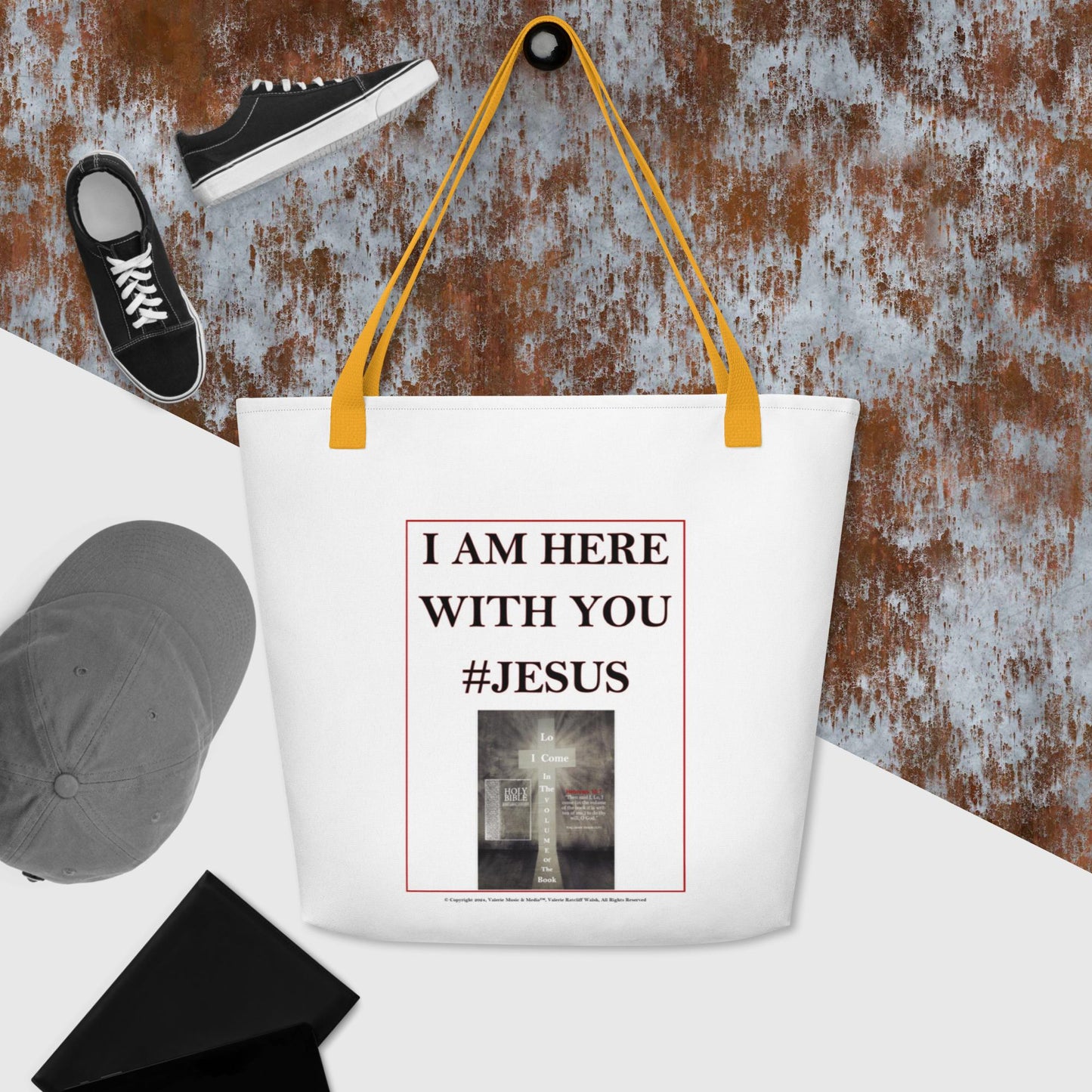 I AM HERE WITH YOU #JESUS All-Over Print Large Tote Bag