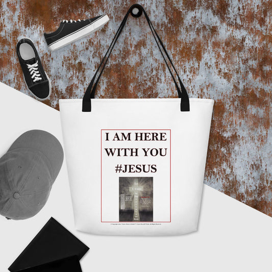 I AM HERE WITH YOU #JESUS All-Over Print Large Tote Bag