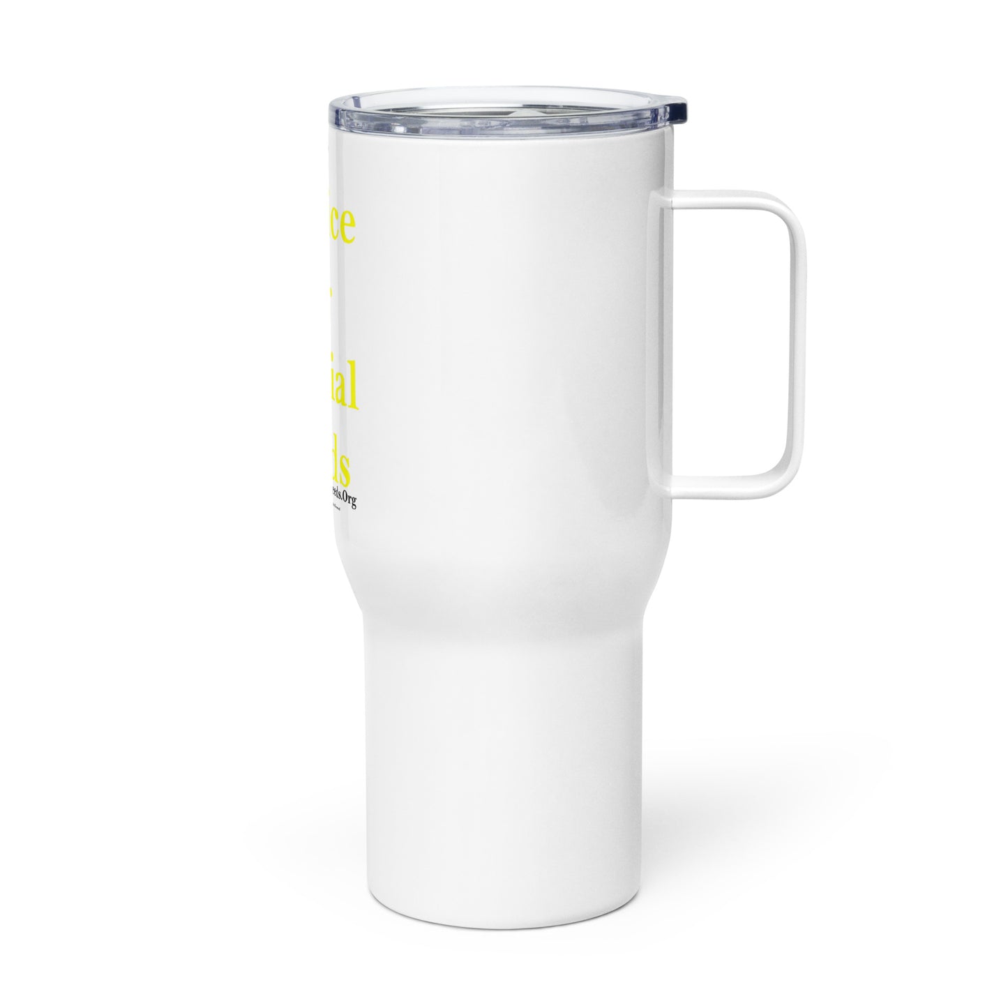 JUSTICE FOR SPECIAL NEEDS Travel mug with a handle